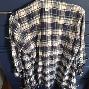 Billabong Women's Plaid Blouse - Navy, White, Red